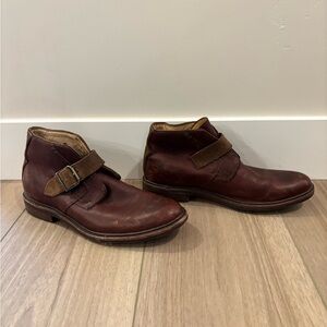 UGG Men's Brown Leather Ankle Boots size 12 buckle strap